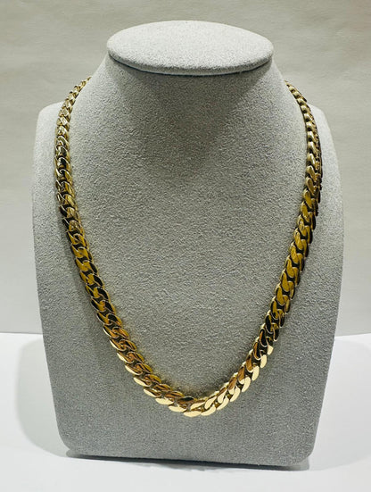 10K GOLD SEMI SOLID MIAMI CUBAN LINK CHAIN NECKLACE- 27.6gm    18"    6.82mm