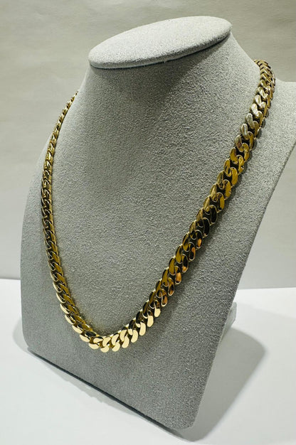 10K GOLD SEMI SOLID MIAMI CUBAN LINK CHAIN NECKLACE- 27.6gm    18"    6.82mm