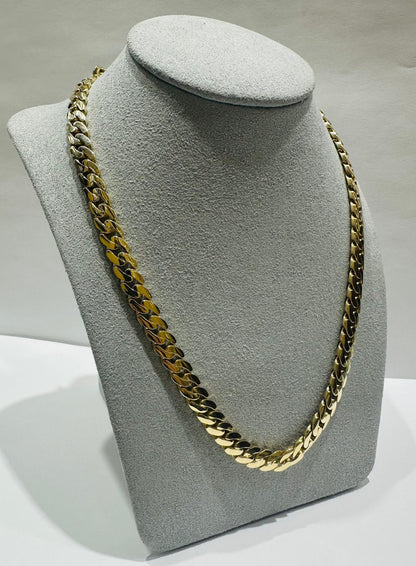 10K GOLD SEMI SOLID MIAMI CUBAN LINK CHAIN NECKLACE- 27.6gm    18"    6.82mm