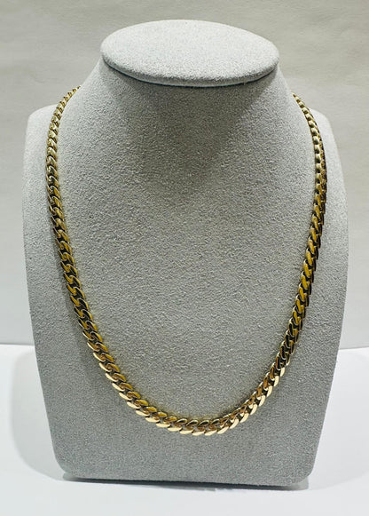 10K GOLD SEMI SOLID MIAMI CUBAN LINK CHAIN NECKLACE- 20.3gm    20"    4.95mm