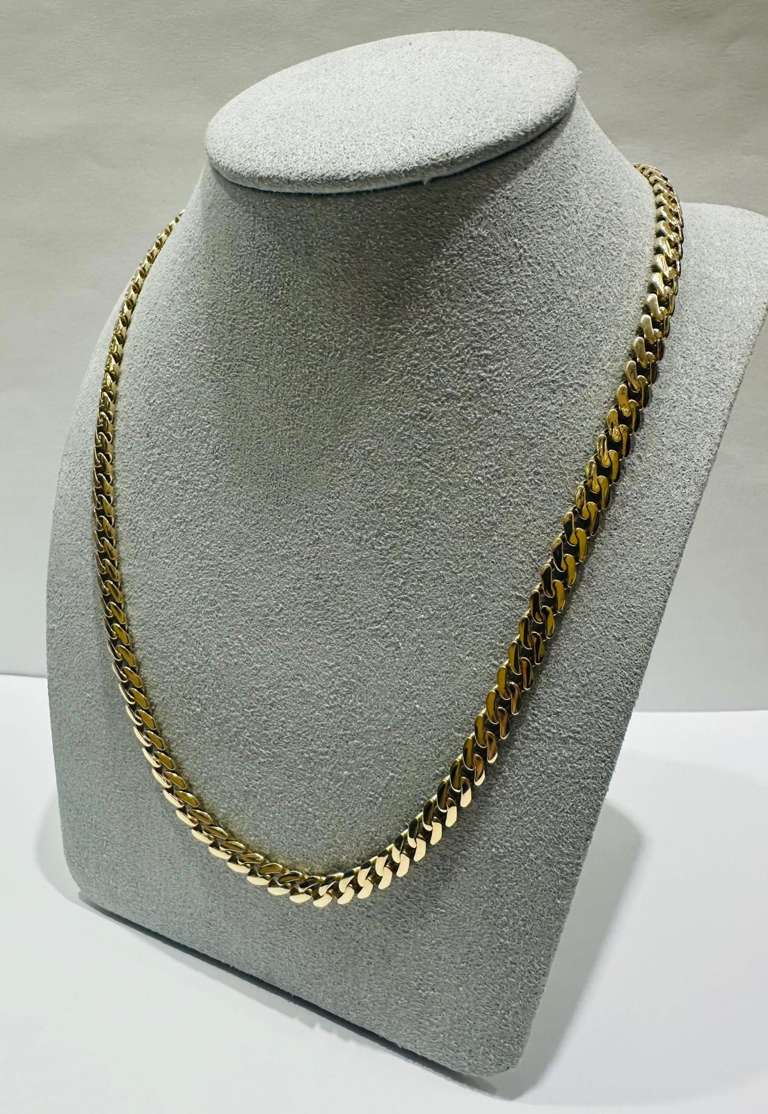 10K GOLD SEMI SOLID MIAMI CUBAN LINK CHAIN NECKLACE- 20.3gm    20"    4.95mm