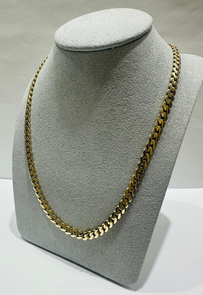 10K GOLD SEMI SOLID MIAMI CUBAN LINK CHAIN NECKLACE- 20.3gm    20"    4.95mm