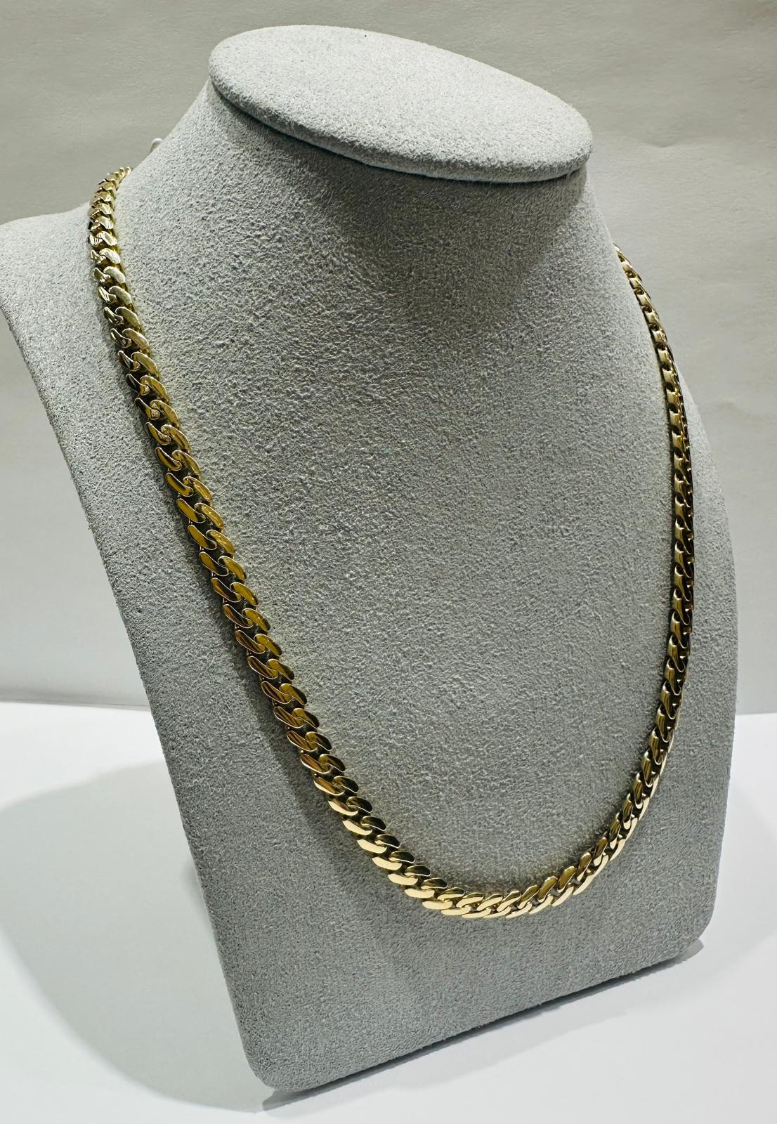 10K GOLD SEMI SOLID MIAMI CUBAN LINK CHAIN NECKLACE- 20.3gm    20"    4.95mm