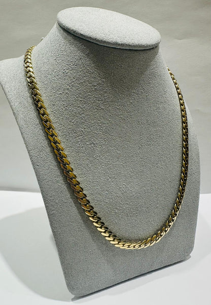 10K GOLD SEMI SOLID MIAMI CUBAN LINK CHAIN NECKLACE- 20.3gm    20"    4.95mm