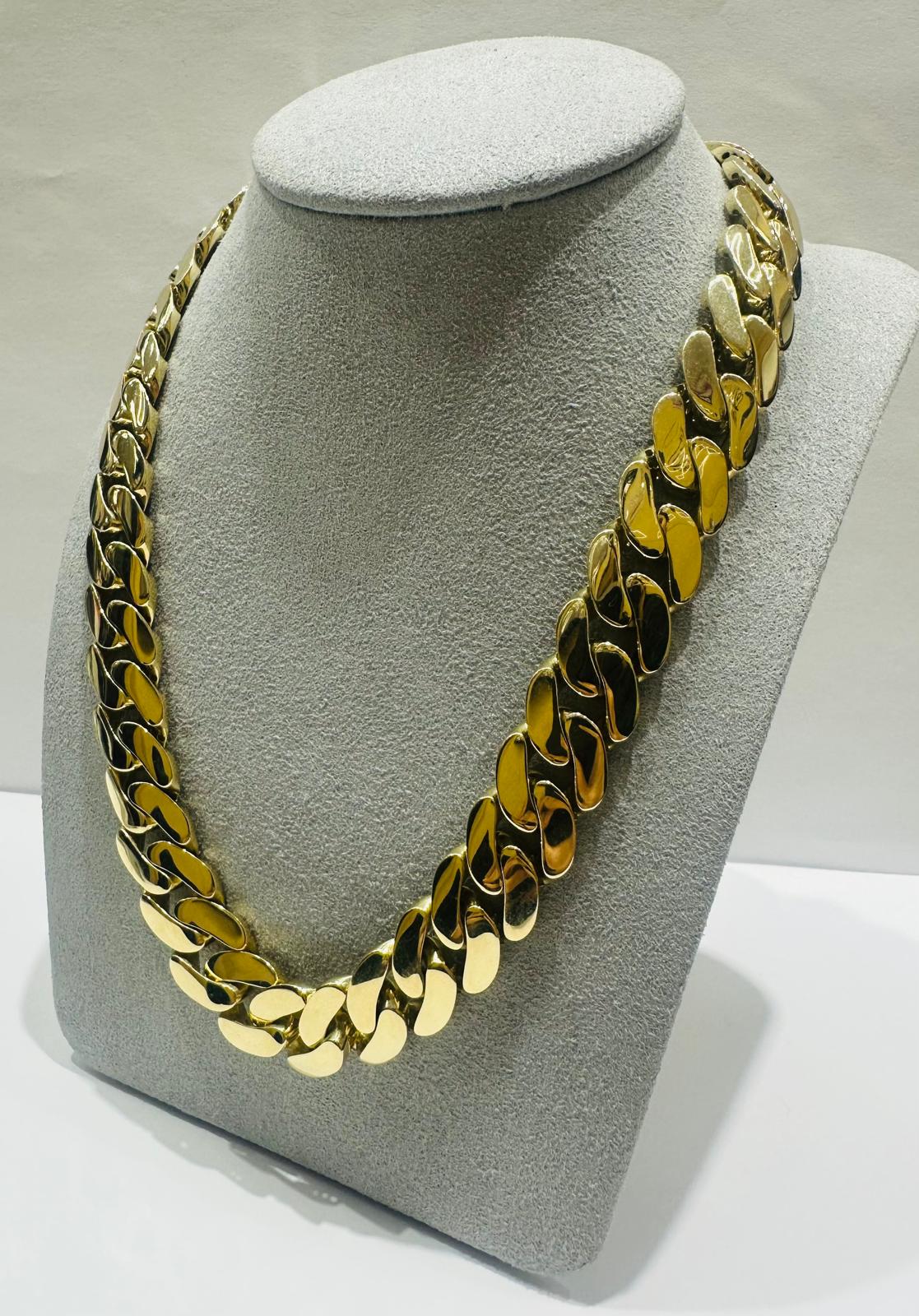 10K GOLD SEMI SOLID MIAMI CUBAN LINK CHAIN NECKLACE- 76.2gm    26"    13.55mm