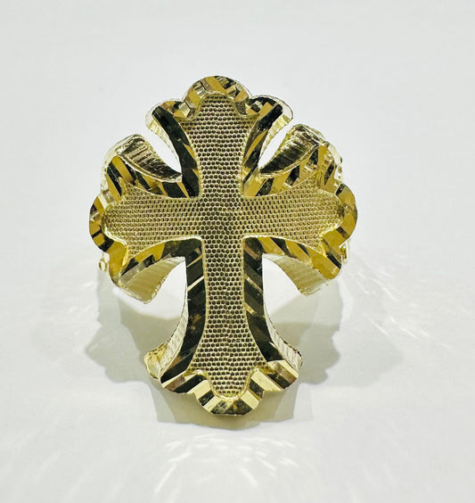 10K GOLD CROSS NUGGET RING- WEIGHT: 3.0gm