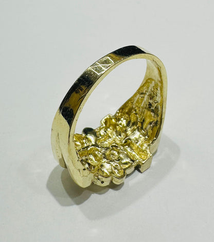 10K GOLD NUGGET CROSS RING- WEIGHT: 4.2gm