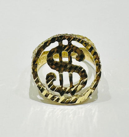 10K GOLD ROUND DOLLAR SIGN RING- WEIGHT: 6.6gm
