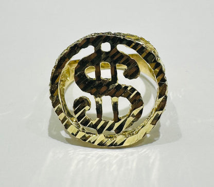 10K GOLD ROUND DOLLAR SIGN RING- WEIGHT: 6.6gm