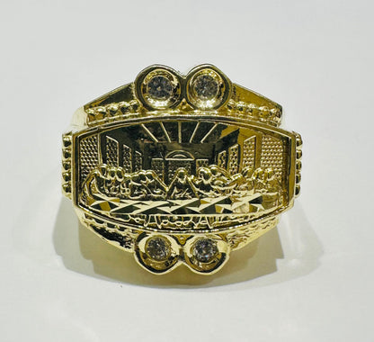 10K GOLD LAST SUPPER RING- WEIGHT: 9.4gm