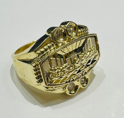 10K GOLD LAST SUPPER RING- WEIGHT: 9.4gm