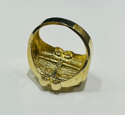 10K GOLD LAST SUPPER RING- WEIGHT: 9.4gm