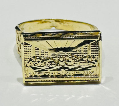 10K GOLD LAST SUPPER RING- WEIGHT: 4.9gm