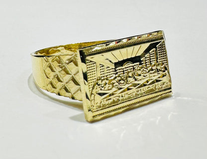 10K GOLD LAST SUPPER RING- WEIGHT: 4.9gm