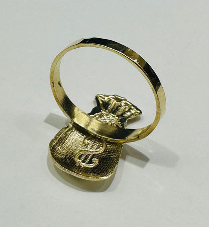10K GOLD MONEY BAG RING- WEIGHT: 2.3gm
