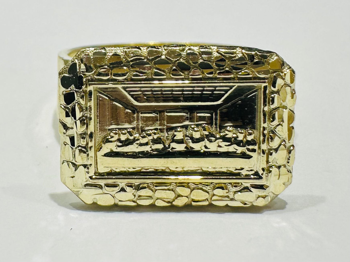 10K GOLD LAST SUPPER NUGGET RING- WEIGHT: 5.5gm