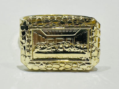 10K GOLD LAST SUPPER NUGGET RING- WEIGHT: 5.5gm