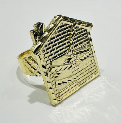 10K GOLD TRAP HOUSE RING- WEIGHT: 6.6gm
