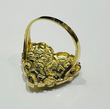 10K GOLD NUGGET HEART RING- WEIGHT: 3.9gm