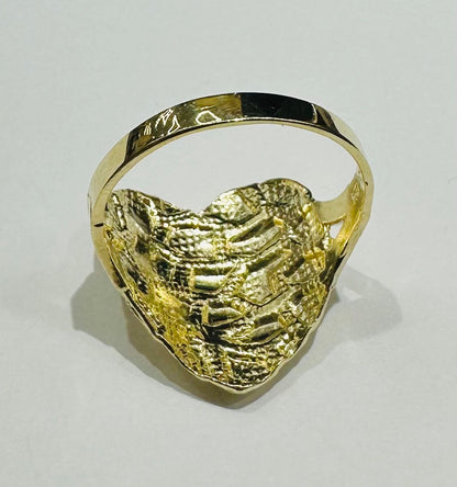 10K GOLD NUGGET HEART RING- WEIGHT: 3.3gm