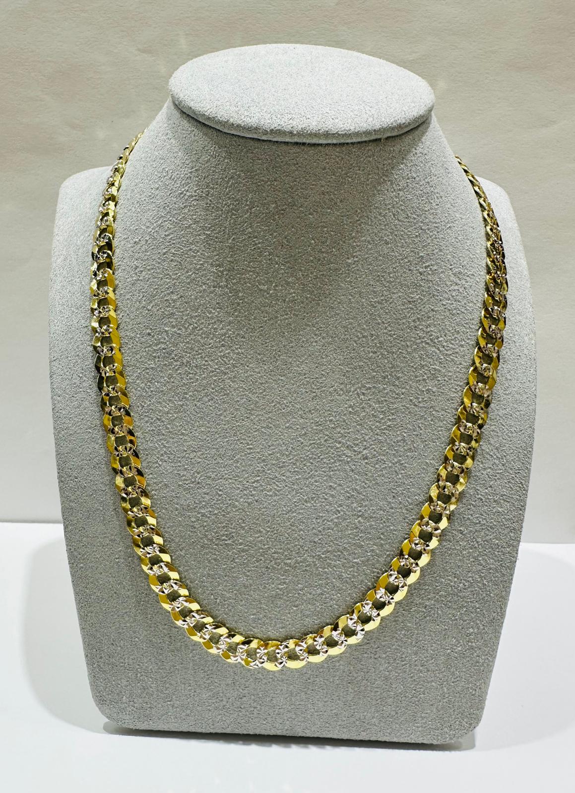 10K GOLD DIAMOND CUT CUBAN LINK CHAIN- WEIGHT: 26.8gm   24"   6.55mm