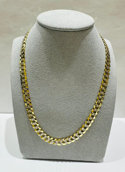 10K GOLD DIAMOND CUT CUBAN LINK CHAIN- WEIGHT: 26.8gm   24"   6.55mm