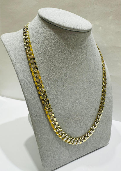 10K GOLD DIAMOND CUT CUBAN LINK CHAIN- WEIGHT: 26.8gm   24"   6.55mm