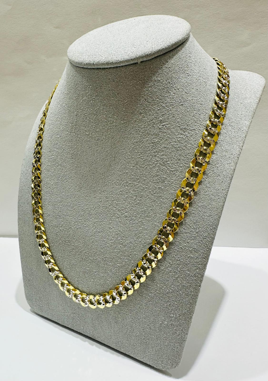 10K GOLD DIAMOND CUT CUBAN LINK CHAIN- WEIGHT: 26.8gm   24"   6.55mm