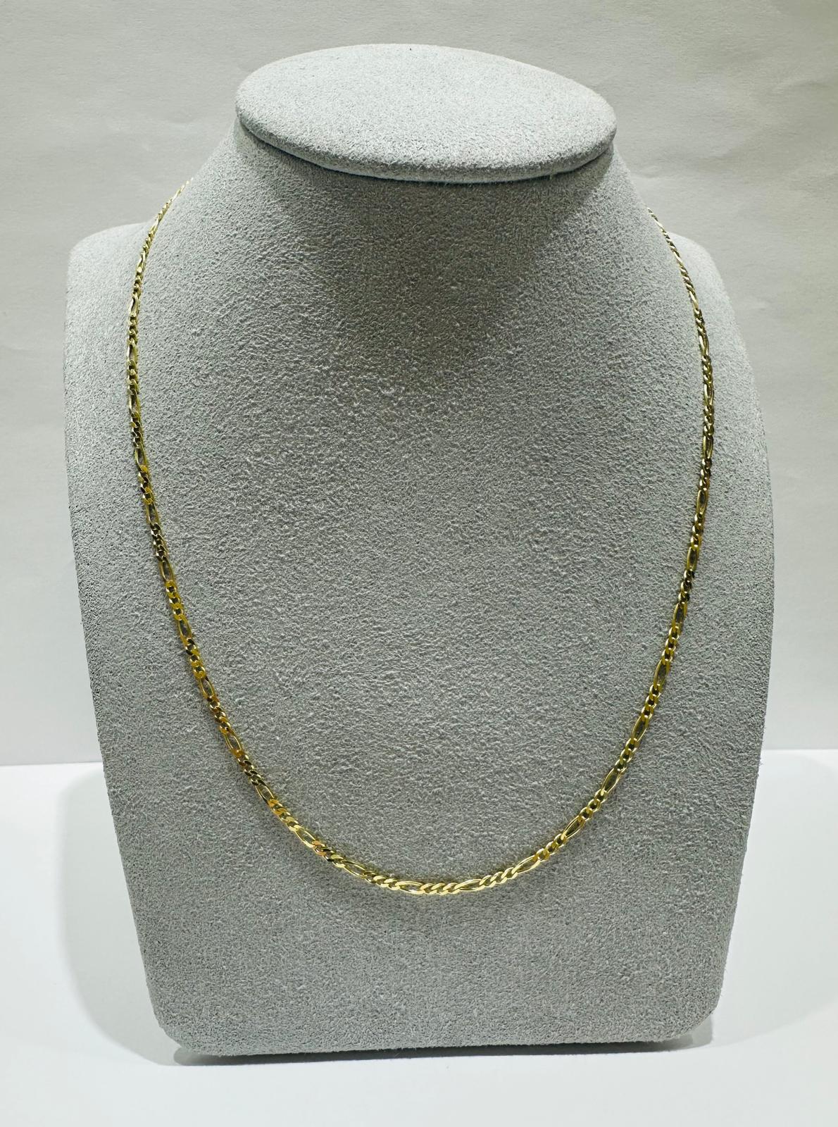 10K GOLD FIGARO LINK CHAIN- WEIGHT: 2.6gm   18"   1.65mm