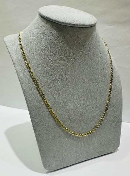 10K GOLD FIGARO LINK CHAIN- WEIGHT: 5.1gm   22"   2.38mm