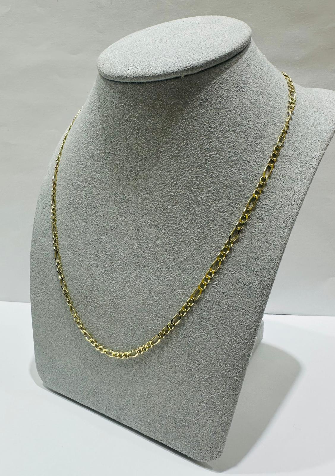 10K GOLD FIGARO LINK CHAIN- WEIGHT: 5.1gm   22"   2.38mm