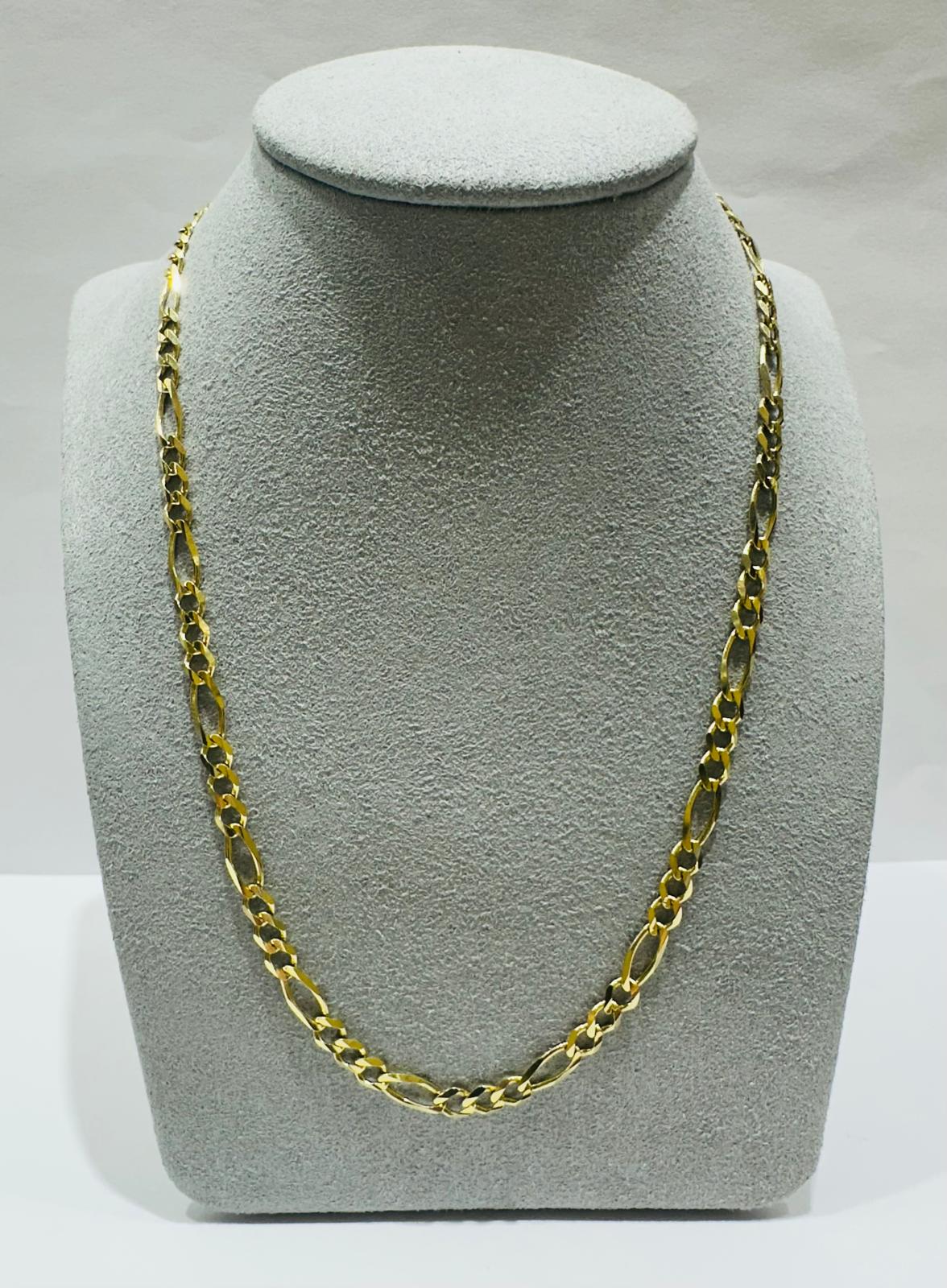 10K GOLD FIGARO LINK CHAIN- WEIGHT: 10.6gm   22"   4.15mm