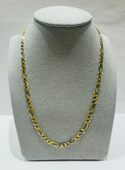 10K GOLD FIGARO LINK CHAIN- WEIGHT: 10.6gm   22"   4.15mm
