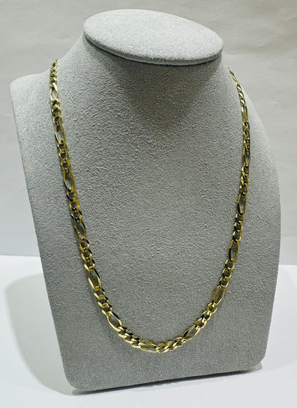 10K GOLD FIGARO LINK CHAIN- WEIGHT: 10.6gm   22"   4.15mm