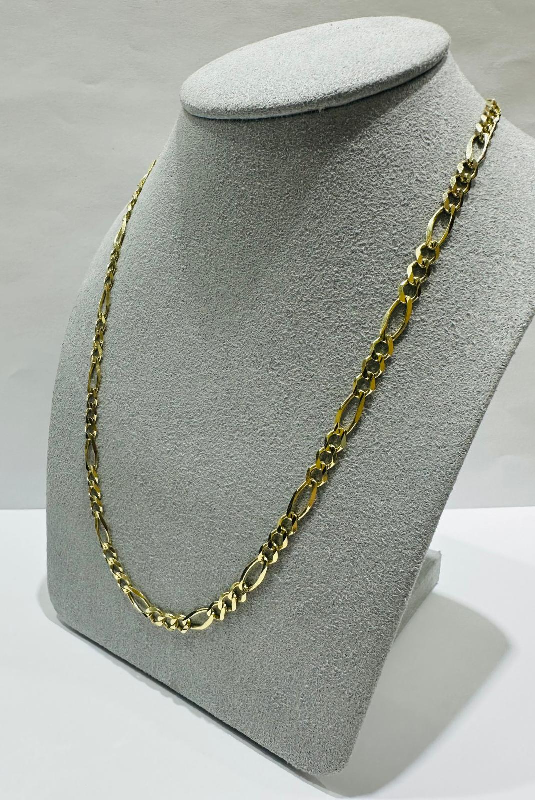 10K GOLD FIGARO LINK CHAIN- WEIGHT: 10.6gm   22"   4.15mm