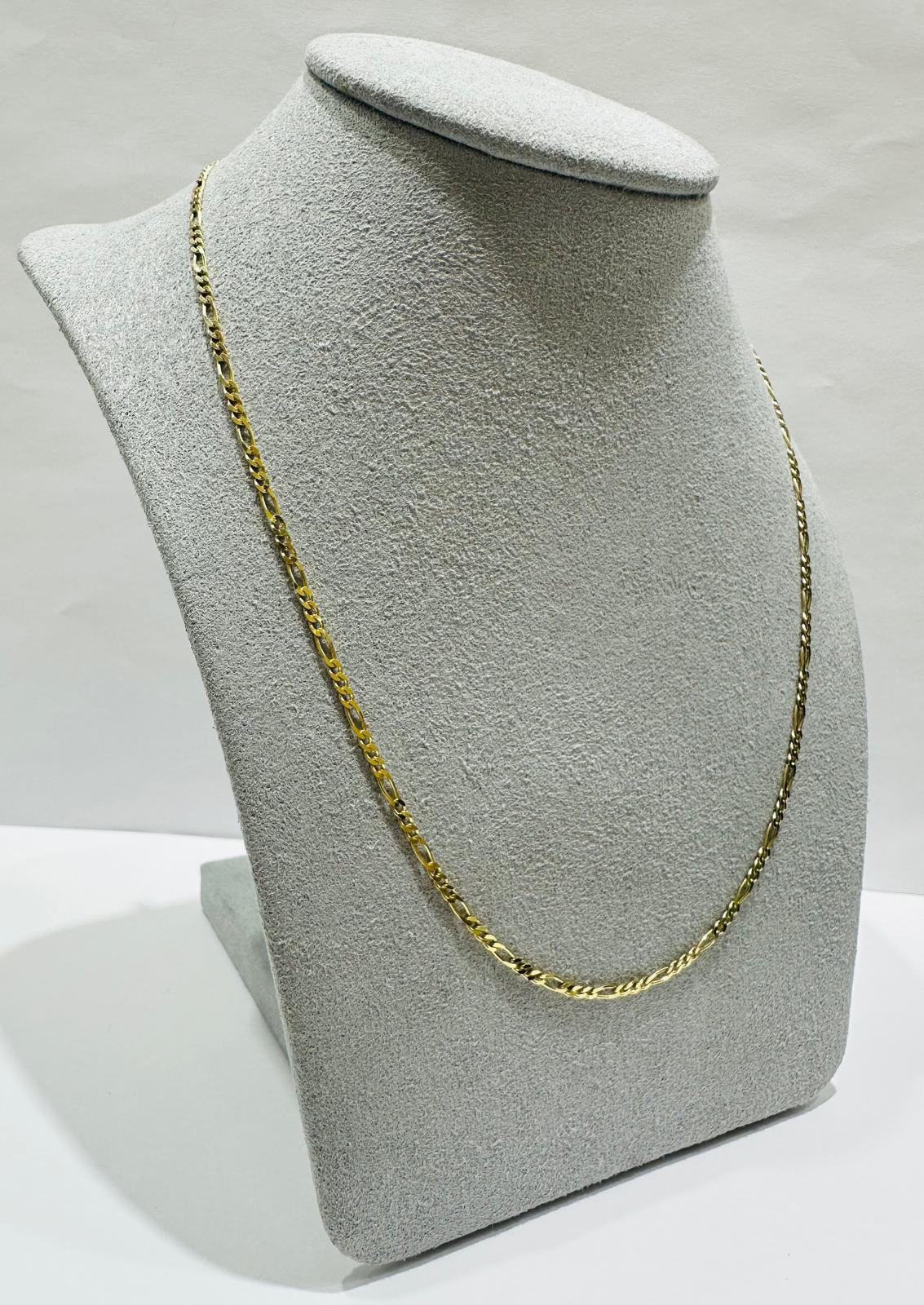 10K GOLD FIGARO LINK CHAIN- WEIGHT: 3.1gm   18"   1.79mm