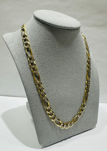 10K GOLD DIAMOND CUT FIGARO LINK CHAIN- WEIGHT: 23.5gm   20"   6.45mm