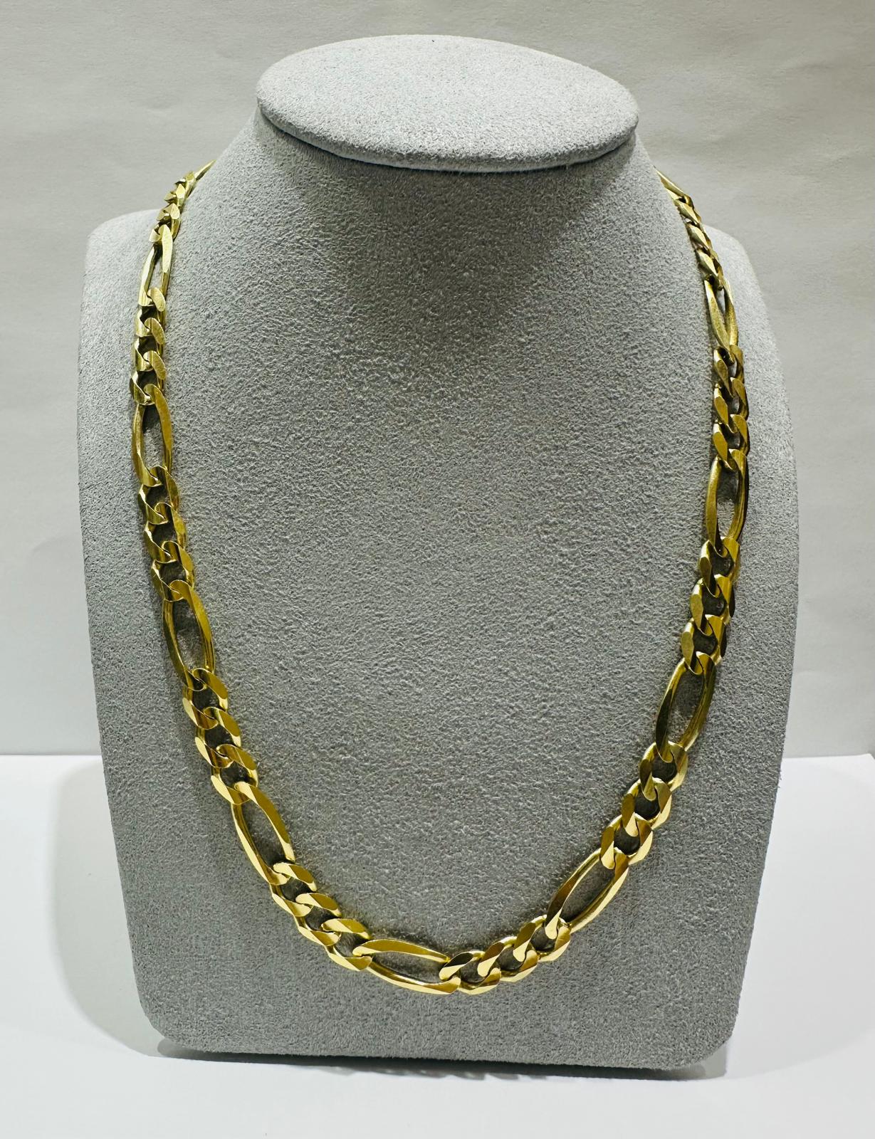 10K GOLD FIGARO LINK CHAIN- WEIGHT: 30.6gm   22"   6.65mm