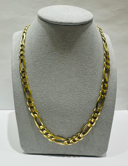 10K GOLD FIGARO LINK CHAIN- WEIGHT: 30.6gm   22"   6.65mm