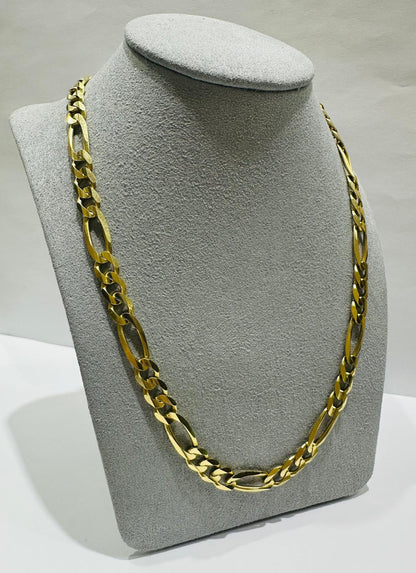 10K GOLD FIGARO LINK CHAIN- WEIGHT: 30.6gm   22"   6.65mm