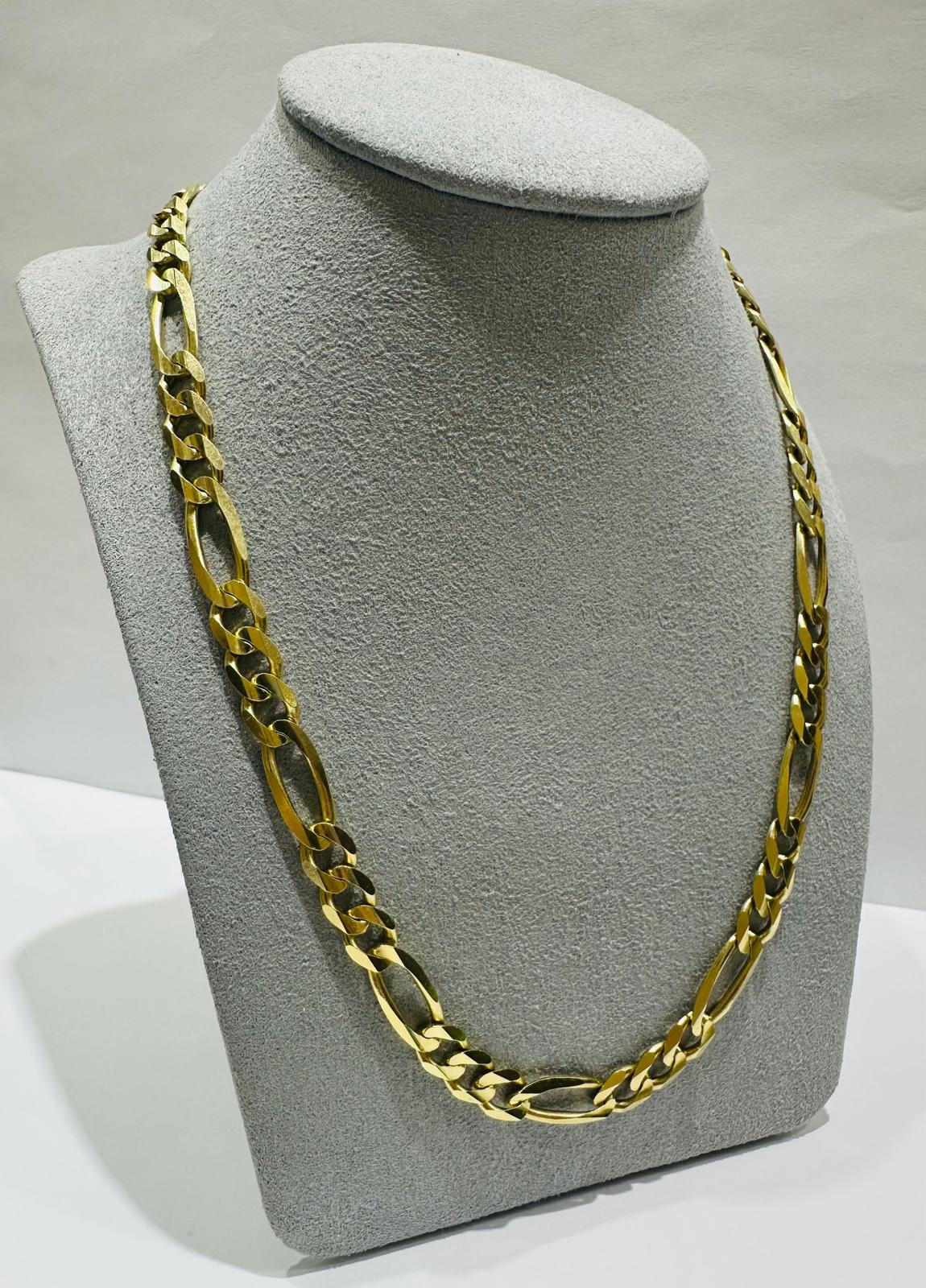 10K GOLD FIGARO LINK CHAIN- WEIGHT: 30.6gm   22"   6.65mm