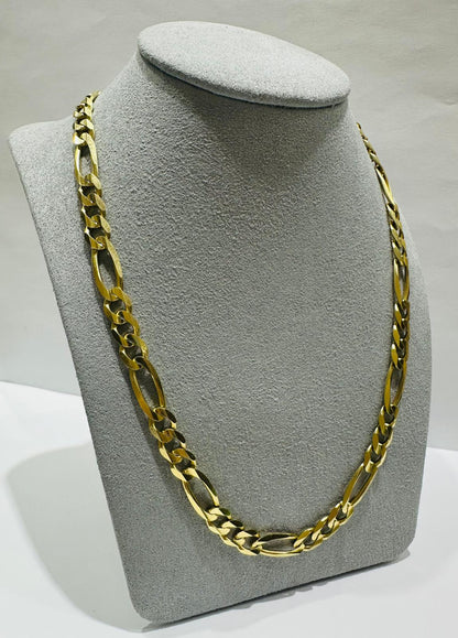 10K GOLD FIGARO LINK CHAIN- WEIGHT: 30.6gm   22"   6.65mm