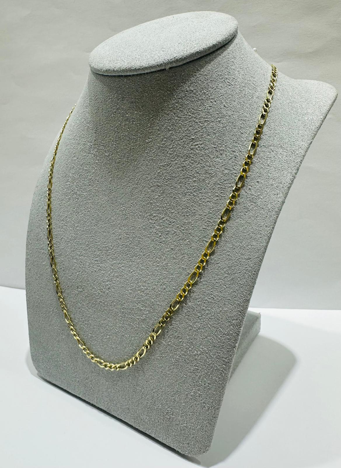 10K GOLD FIGARO LINK CHAIN- WEIGHT: 4.6gm   20"   2.40mm