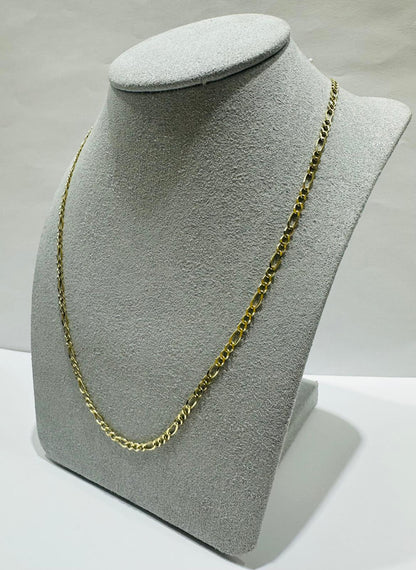 10K GOLD FIGARO LINK CHAIN- WEIGHT: 4.6gm   20"   2.40mm
