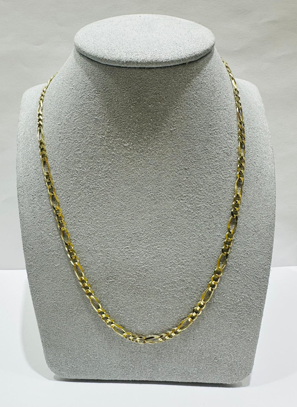 10K GOLD FIGARO LINK CHAIN- WEIGHT: 6.6gm   20"   3.35mm