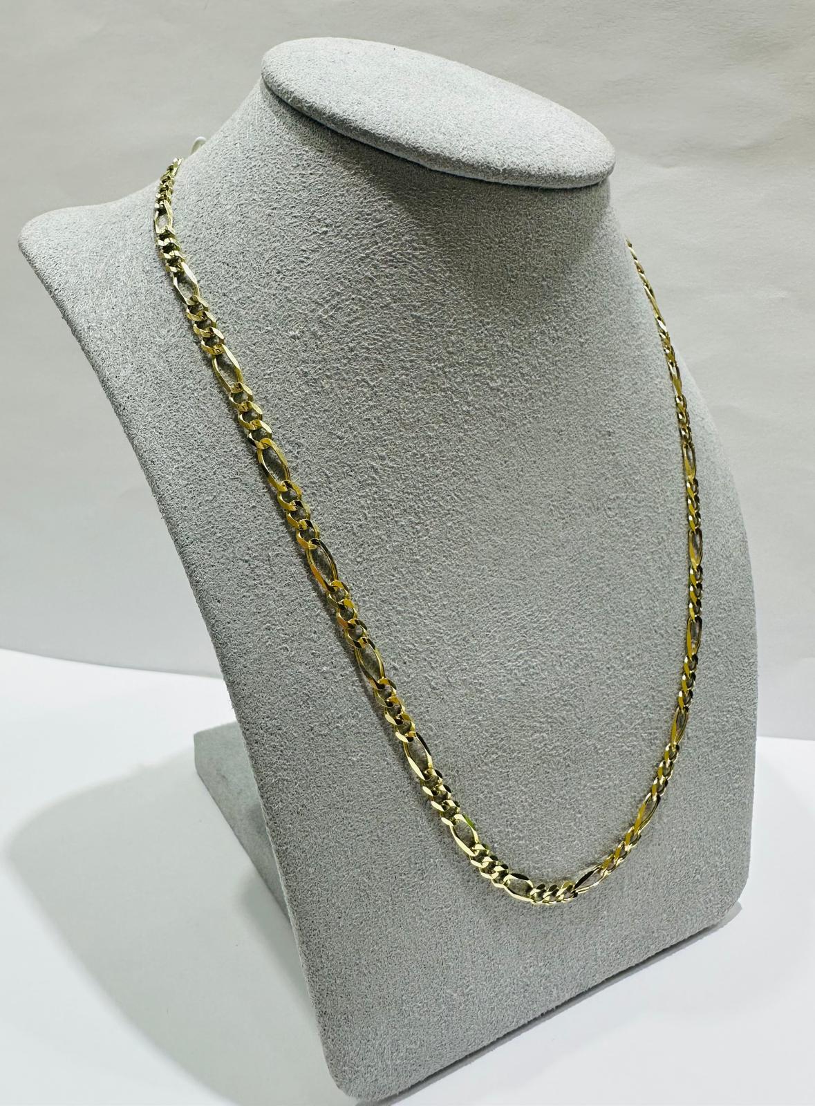 10K GOLD FIGARO LINK CHAIN- WEIGHT: 6.6gm   20"   3.35mm
