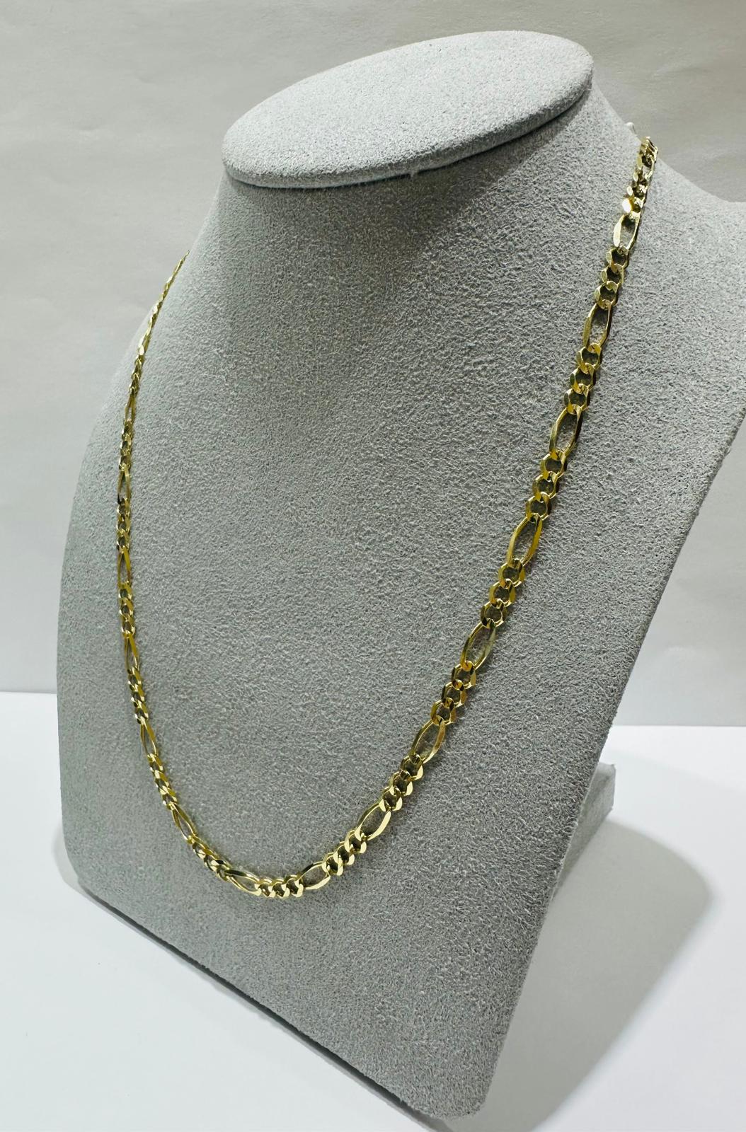 10K GOLD FIGARO LINK CHAIN- WEIGHT: 6.6gm   20"   3.35mm