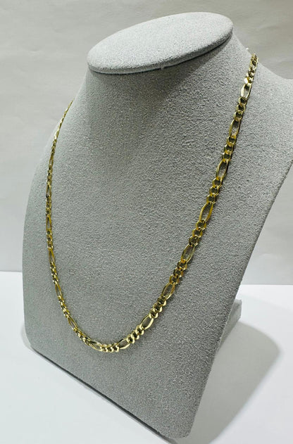 10K GOLD FIGARO LINK CHAIN- WEIGHT: 6.6gm   20"   3.35mm