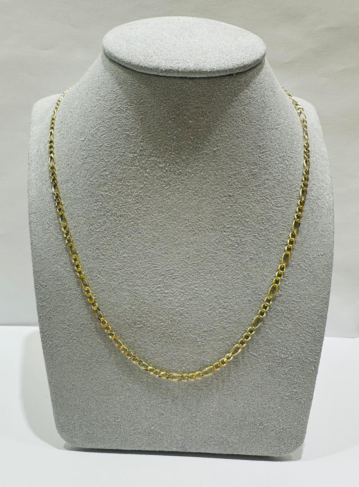 10K GOLD FIGARO LINK CHAIN- WEIGHT: 5.1gm   22"   2.38mm