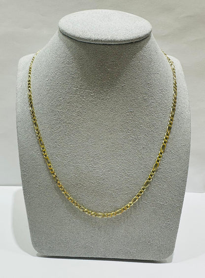 10K GOLD FIGARO LINK CHAIN- WEIGHT: 5.1gm   22"   2.38mm